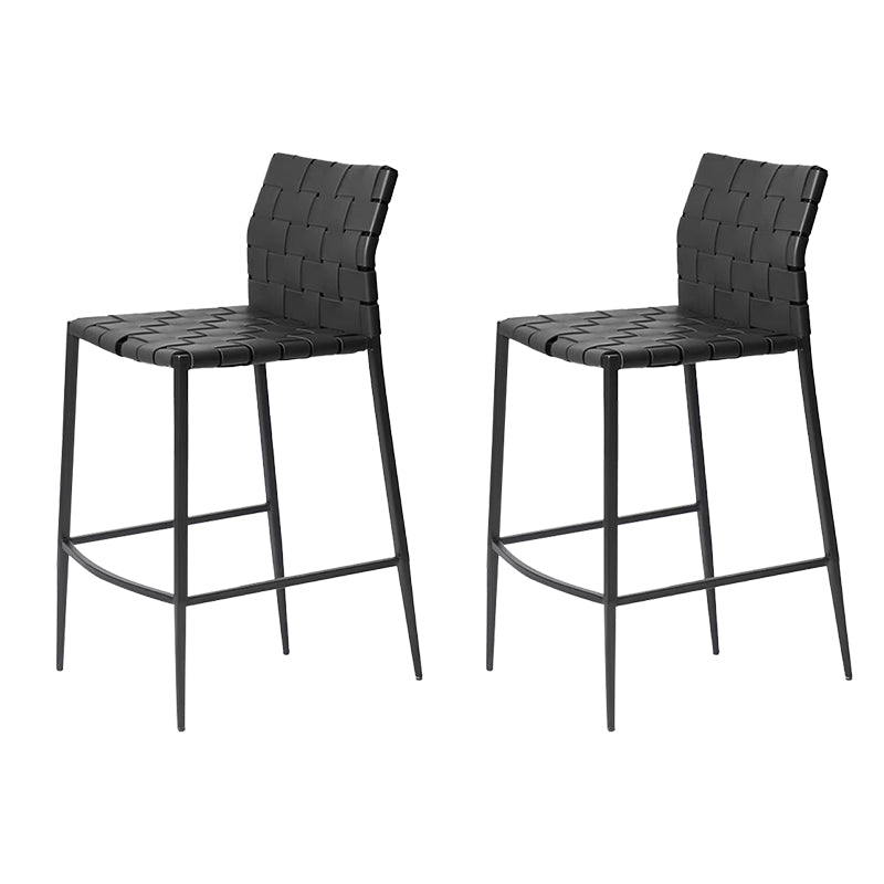 Modern Faux Leather Counter Stool Square Low Back Bar Stool for Indoor Black 2 Piece Set Clearhalo 'Bar Furniture' 'Bar Stools' 'bar_stools' 'furn' 'furn_bar_stools' 'Furniture' 'Kitchen & Dining Furniture' 6869885