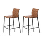 Modern Faux Leather Counter Stool Square Low Back Bar Stool for Indoor Brown 2 Piece Set Clearhalo 'Bar Furniture' 'Bar Stools' 'bar_stools' 'furn' 'furn_bar_stools' 'Furniture' 'Kitchen & Dining Furniture' 6869887