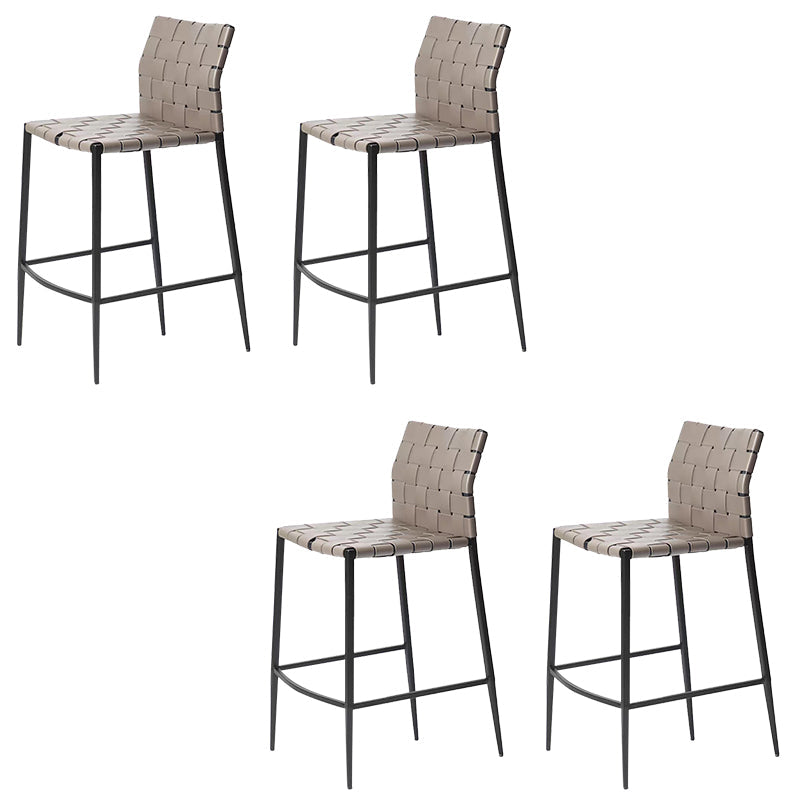 Modern Faux Leather Counter Stool Square Low Back Bar Stool for Indoor Grey 4 Piece Set Clearhalo 'Bar Furniture' 'Bar Stools' 'bar_stools' 'furn' 'furn_bar_stools' 'Furniture' 'Kitchen & Dining Furniture' 6869889