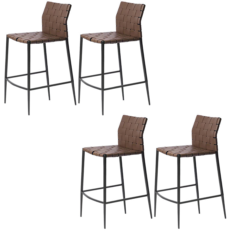 Modern Faux Leather Counter Stool Square Low Back Bar Stool for Indoor Coffee 4 Piece Set Clearhalo 'Bar Furniture' 'Bar Stools' 'bar_stools' 'furn' 'furn_bar_stools' 'Furniture' 'Kitchen & Dining Furniture' 6869892