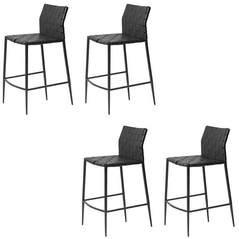 Modern Faux Leather Counter Stool Square Low Back Bar Stool for Indoor Black 4 Piece Set Clearhalo 'Bar Furniture' 'Bar Stools' 'bar_stools' 'furn' 'furn_bar_stools' 'Furniture' 'Kitchen & Dining Furniture' 6869893