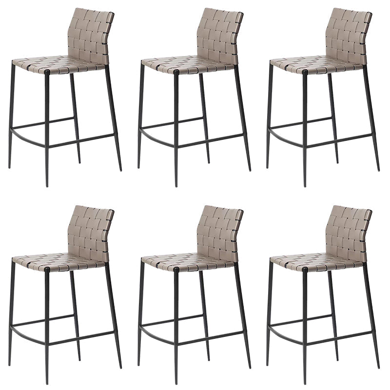 Modern Faux Leather Counter Stool Square Low Back Bar Stool for Indoor Grey 6 Piece Set Clearhalo 'Bar Furniture' 'Bar Stools' 'bar_stools' 'furn' 'furn_bar_stools' 'Furniture' 'Kitchen & Dining Furniture' 6869895