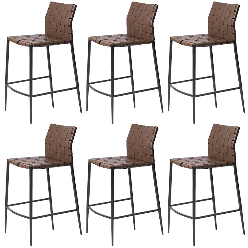 Modern Faux Leather Counter Stool Square Low Back Bar Stool for Indoor Coffee 6 Piece Set Clearhalo 'Bar Furniture' 'Bar Stools' 'bar_stools' 'furn' 'furn_bar_stools' 'Furniture' 'Kitchen & Dining Furniture' 6869896