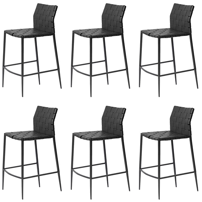 Modern Faux Leather Counter Stool Square Low Back Bar Stool for Indoor Black 6 Piece Set Clearhalo 'Bar Furniture' 'Bar Stools' 'bar_stools' 'furn' 'furn_bar_stools' 'Furniture' 'Kitchen & Dining Furniture' 6869897
