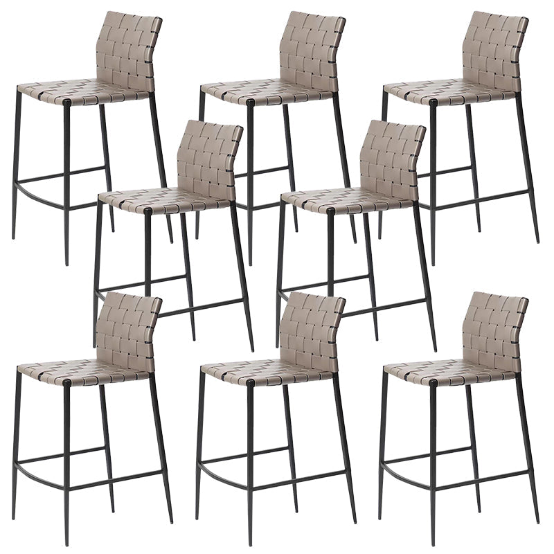 Modern Faux Leather Counter Stool Square Low Back Bar Stool for Indoor Grey 8 Piece Set Clearhalo 'Bar Furniture' 'Bar Stools' 'bar_stools' 'furn' 'furn_bar_stools' 'Furniture' 'Kitchen & Dining Furniture' 6869899