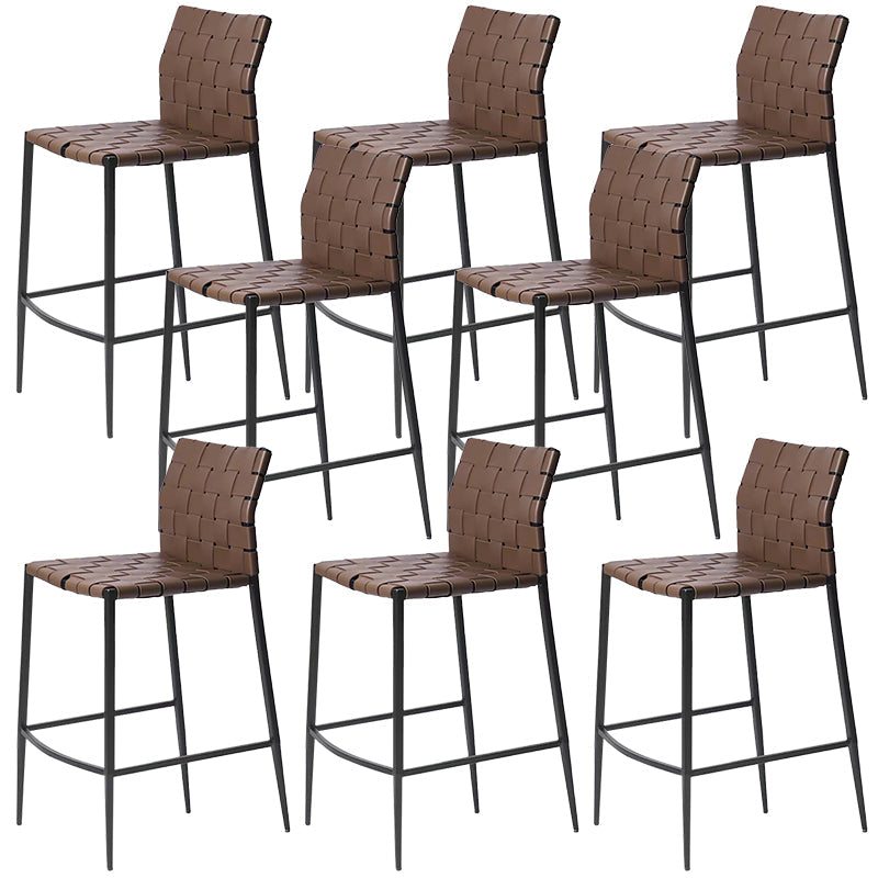 Modern Faux Leather Counter Stool Square Low Back Bar Stool for Indoor Coffee 8 Piece Set Clearhalo 'Bar Furniture' 'Bar Stools' 'bar_stools' 'furn' 'furn_bar_stools' 'Furniture' 'Kitchen & Dining Furniture' 6869900