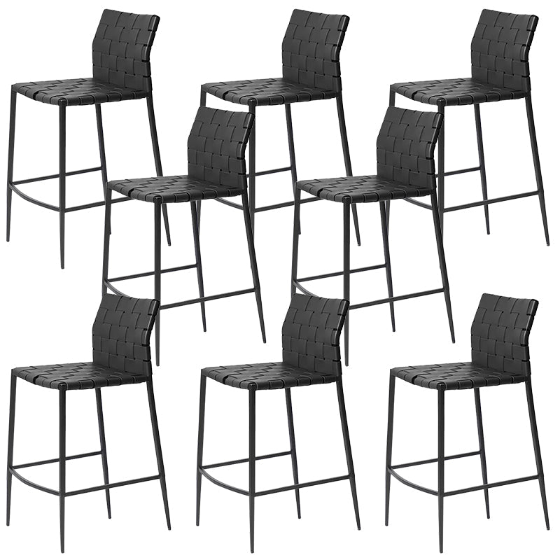 Modern Faux Leather Counter Stool Square Low Back Bar Stool for Indoor Black 8 Piece Set Clearhalo 'Bar Furniture' 'Bar Stools' 'bar_stools' 'furn' 'furn_bar_stools' 'Furniture' 'Kitchen & Dining Furniture' 6869901