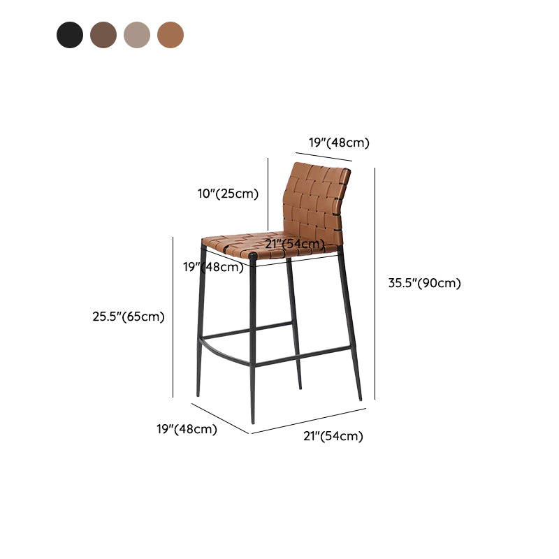Modern Faux Leather Counter Stool Square Low Back Bar Stool for Indoor Clearhalo 'Bar Furniture' 'Bar Stools' 'bar_stools' 'furn' 'furn_bar_stools' 'Furniture' 'Kitchen & Dining Furniture' 6869903