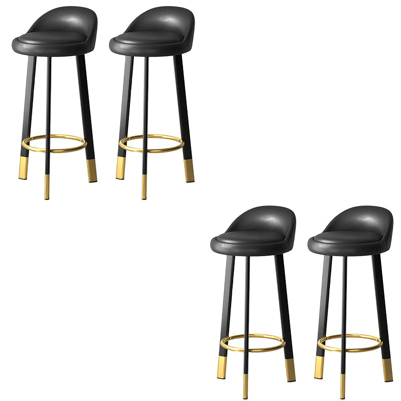 Sgabello da bar con seduta rotonda in stile moderno Sgabello da bar in pelle PU con gambe in metallo