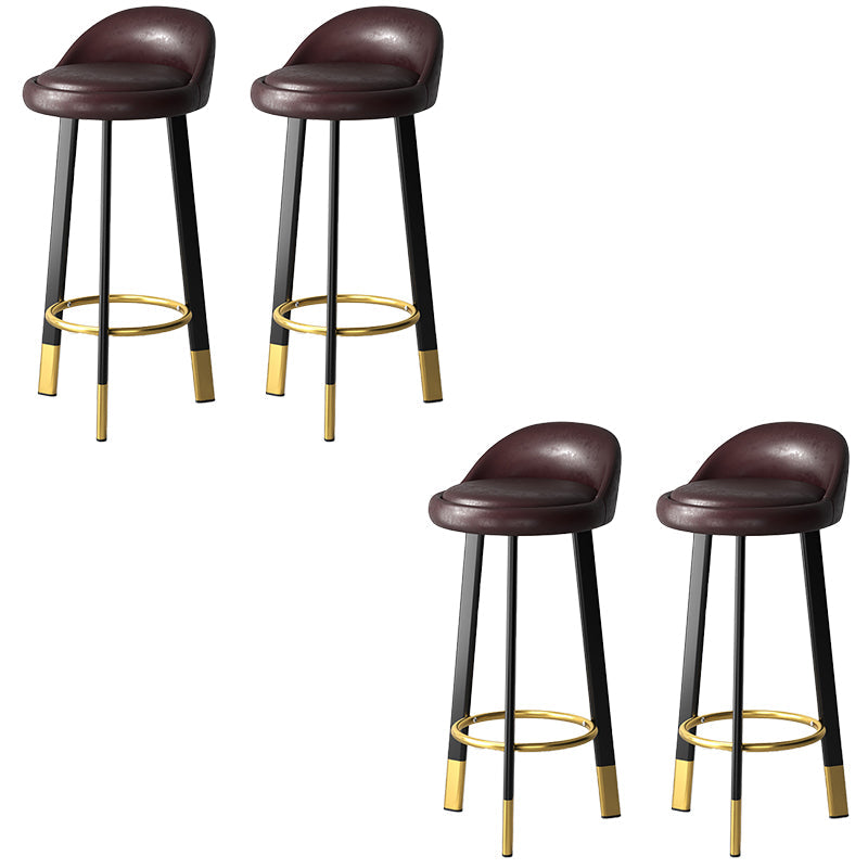 Sgabello da bar con seduta rotonda in stile moderno Sgabello da bar in pelle PU con gambe in metallo
