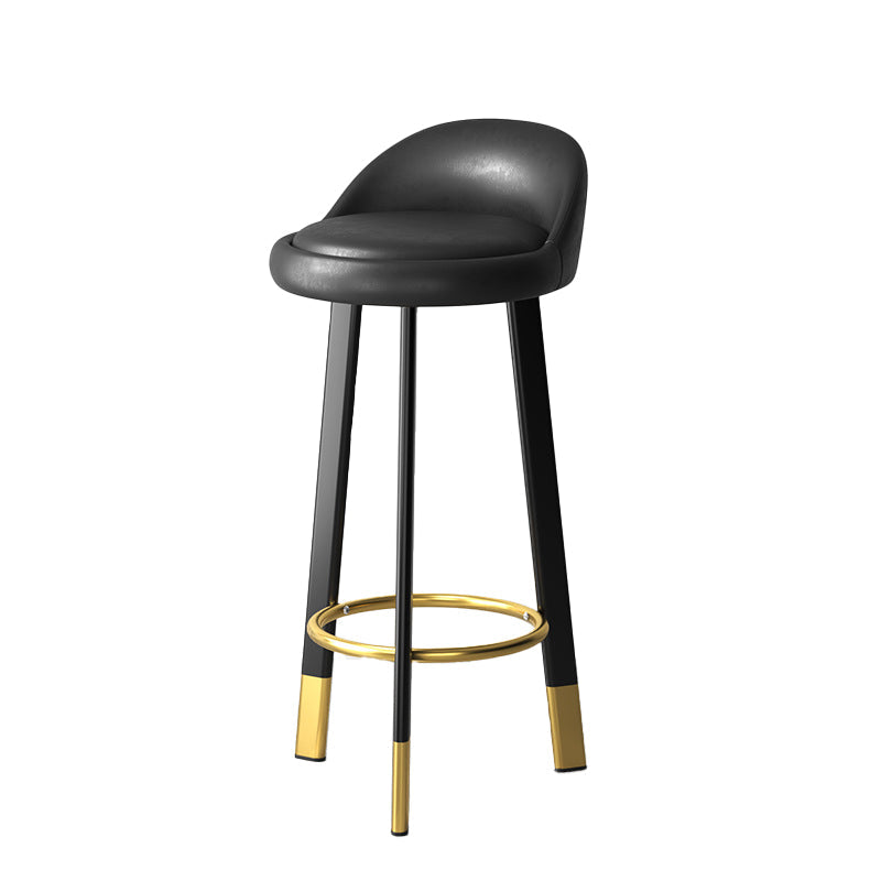Sgabello da bar con seduta rotonda in stile moderno Sgabello da bar in pelle PU con gambe in metallo