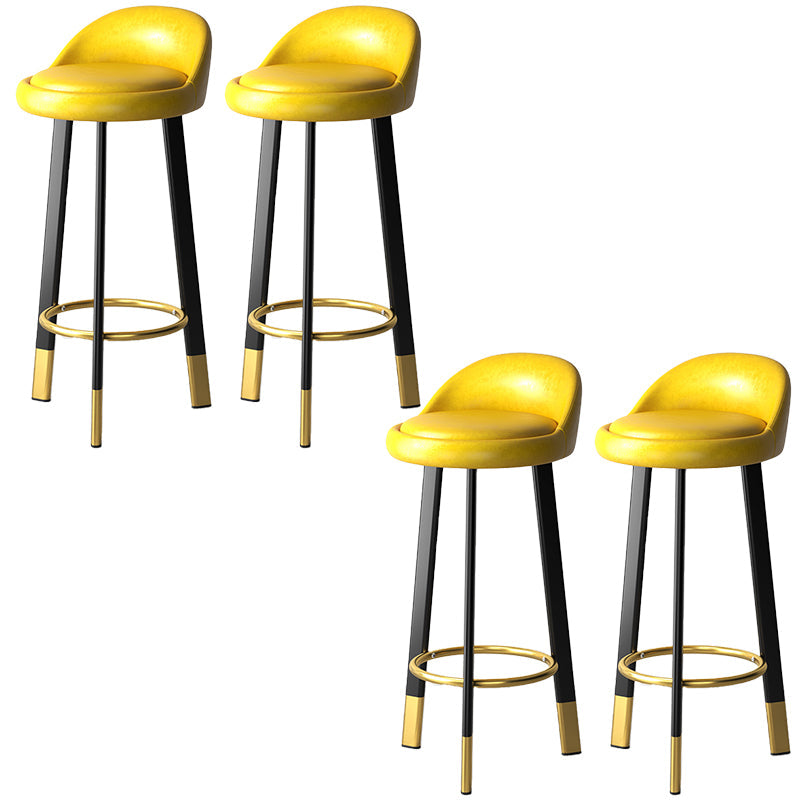 Sgabello da bar con seduta rotonda in stile moderno Sgabello da bar in pelle PU con gambe in metallo