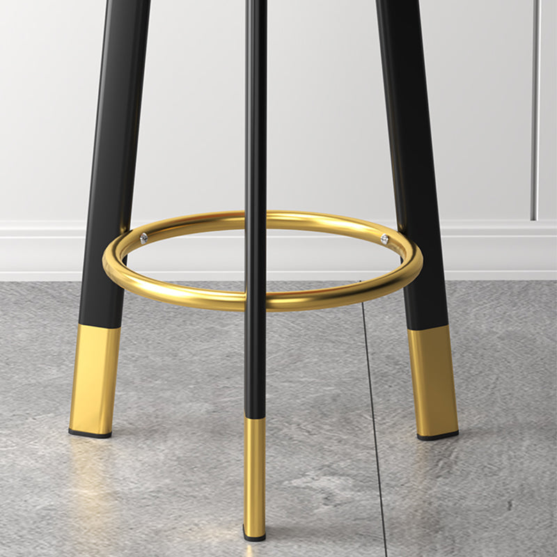 Sgabello da bar con seduta rotonda in stile moderno Sgabello da bar in pelle PU con gambe in metallo