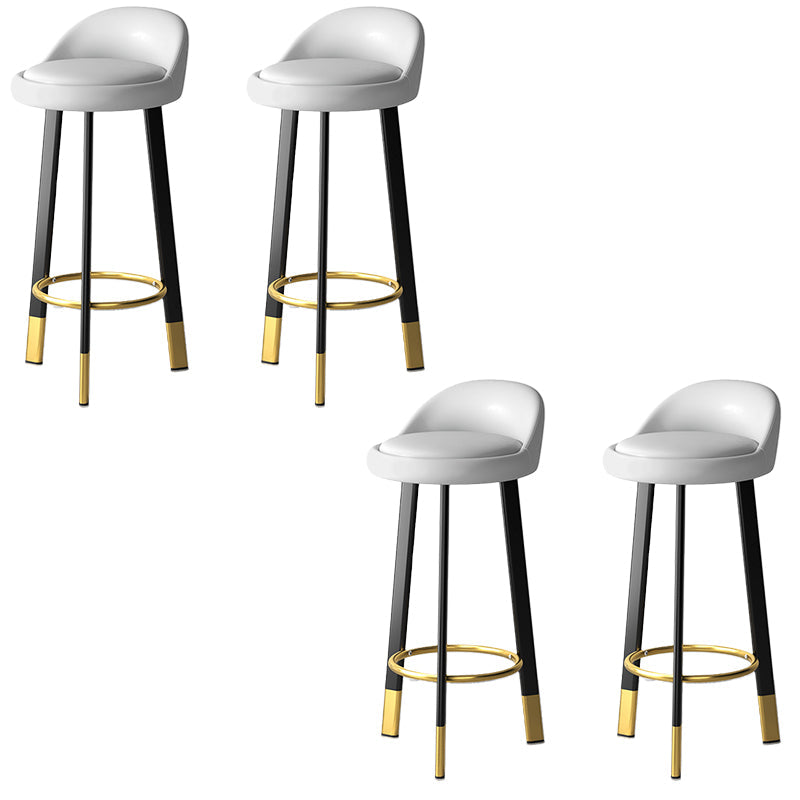 Sgabello da bar con seduta rotonda in stile moderno Sgabello da bar in pelle PU con gambe in metallo