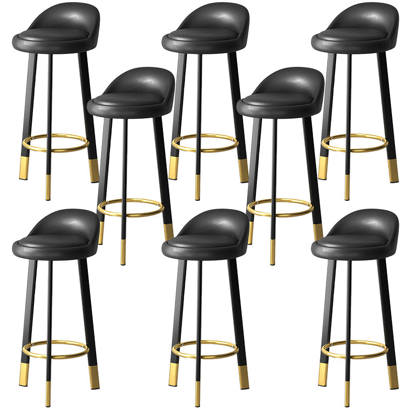 Sgabello da bar con seduta rotonda in stile moderno Sgabello da bar in pelle PU con gambe in metallo