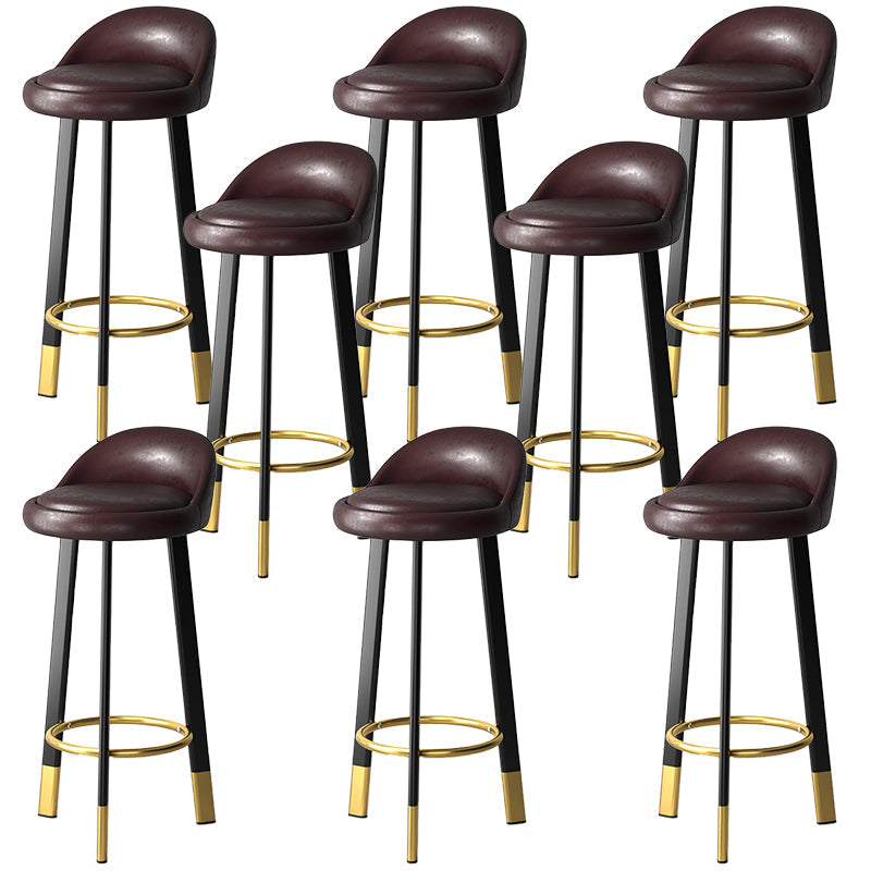 Sgabello da bar con seduta rotonda in stile moderno Sgabello da bar in pelle PU con gambe in metallo