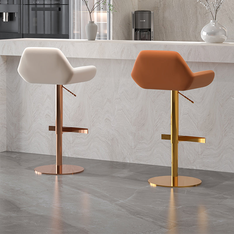Glam Style Counter Stool Faux Leather Adjustable Height Bar Stool with Swivel Clearhalo 'Bar Furniture' 'Bar Stools' 'bar_stools' 'furn' 'furn_bar_stools' 'Furniture' 'Kitchen & Dining Furniture' 6869960