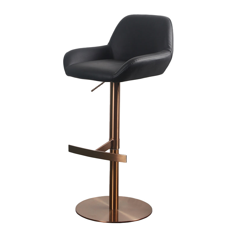 Glam Style Counter Stool Faux Leather Adjustable Height Bar Stool with Swivel Gloss Black 1 Piece Clearhalo 'Bar Furniture' 'Bar Stools' 'bar_stools' 'furn' 'furn_bar_stools' 'Furniture' 'Kitchen & Dining Furniture' 6869961