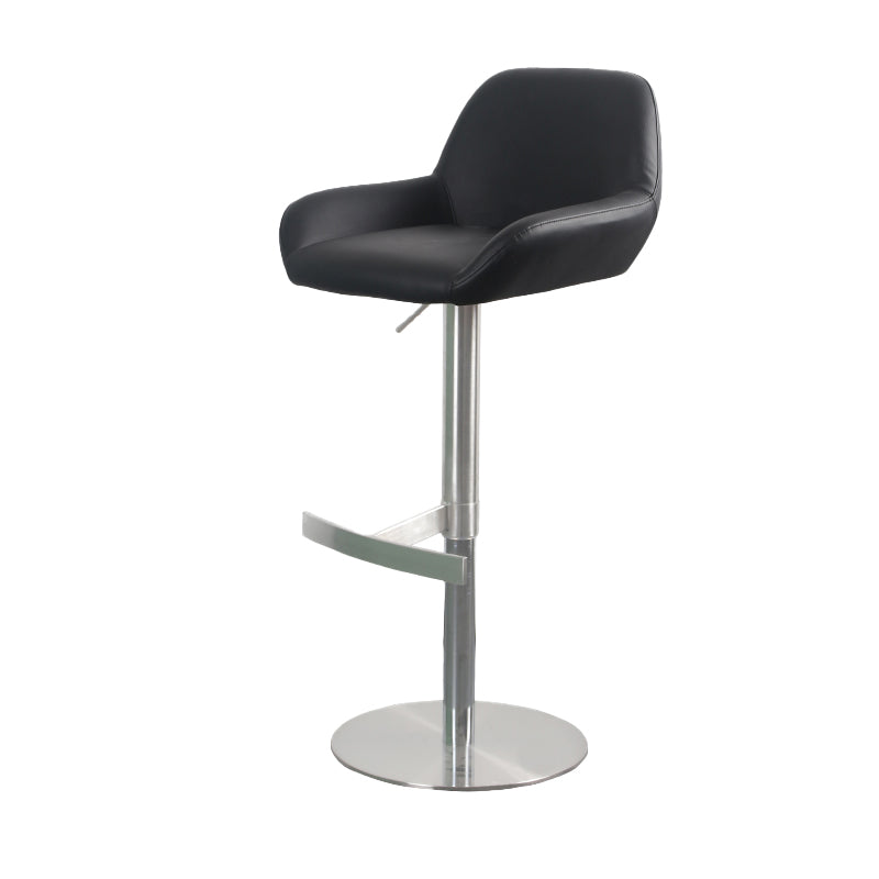 Glam Style Counter Stool Faux Leather Adjustable Height Bar Stool with Swivel Black 1 Piece Clearhalo 'Bar Furniture' 'Bar Stools' 'bar_stools' 'furn' 'furn_bar_stools' 'Furniture' 'Kitchen & Dining Furniture' 6869962