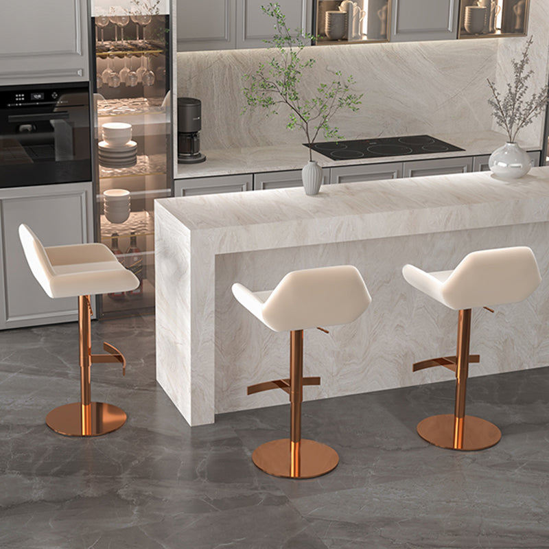Glam Style Counter Stool Faux Leather Adjustable Height Bar Stool with Swivel Clearhalo 'Bar Furniture' 'Bar Stools' 'bar_stools' 'furn' 'furn_bar_stools' 'Furniture' 'Kitchen & Dining Furniture' 6869963