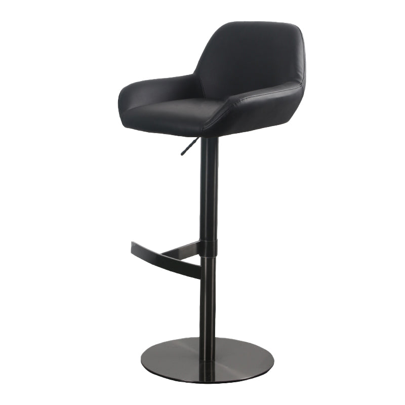 Glam Style Counter Stool Faux Leather Adjustable Height Bar Stool with Swivel Matte Black 1 Piece Clearhalo 'Bar Furniture' 'Bar Stools' 'bar_stools' 'furn' 'furn_bar_stools' 'Furniture' 'Kitchen & Dining Furniture' 6869964
