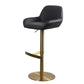 Glam Style Counter Stool Faux Leather Adjustable Height Bar Stool with Swivel Black-Gold 1 Piece Clearhalo 'Bar Furniture' 'Bar Stools' 'bar_stools' 'furn' 'furn_bar_stools' 'Furniture' 'Kitchen & Dining Furniture' 6869966