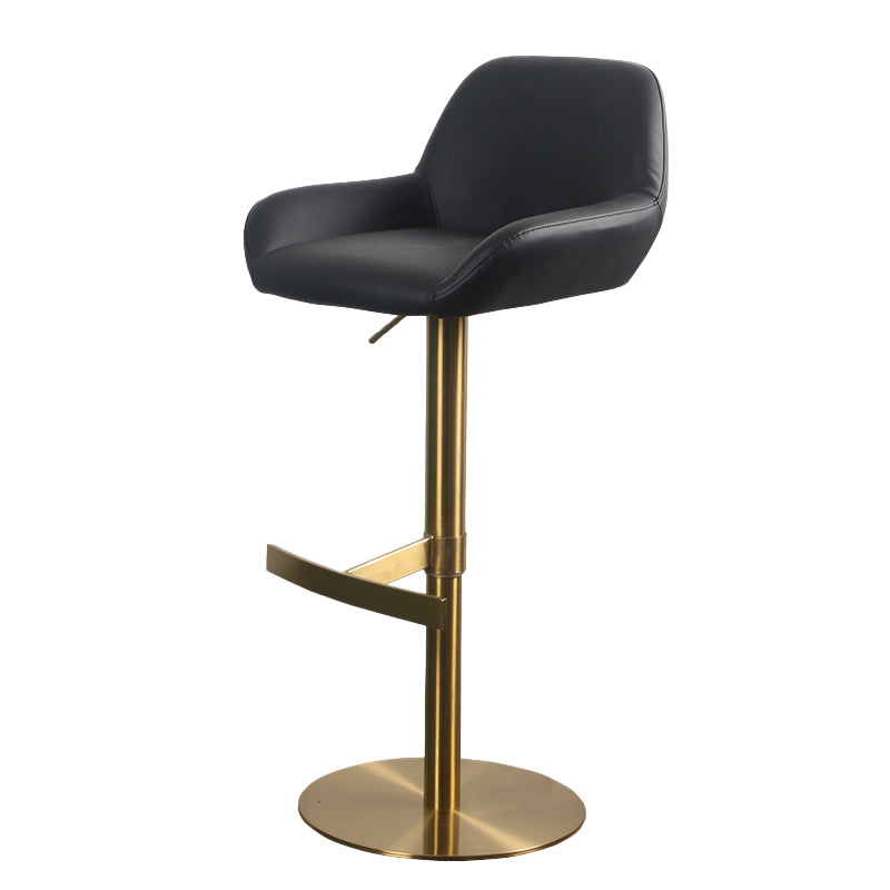 Glam Style Counter Stool Faux Leather Adjustable Height Bar Stool with Swivel Black-Gold 1 Piece Clearhalo 'Bar Furniture' 'Bar Stools' 'bar_stools' 'furn' 'furn_bar_stools' 'Furniture' 'Kitchen & Dining Furniture' 6869966