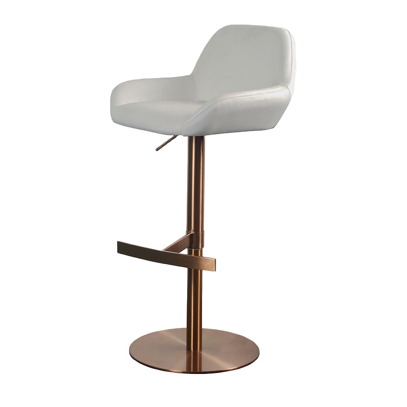 Glam Style Counter Stool Faux Leather Adjustable Height Bar Stool with Swivel Textured White 1 Piece Clearhalo 'Bar Furniture' 'Bar Stools' 'bar_stools' 'furn' 'furn_bar_stools' 'Furniture' 'Kitchen & Dining Furniture' 6869969