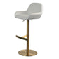 Glam Style Counter Stool Faux Leather Adjustable Height Bar Stool with Swivel White-Gold 1 Piece Clearhalo 'Bar Furniture' 'Bar Stools' 'bar_stools' 'furn' 'furn_bar_stools' 'Furniture' 'Kitchen & Dining Furniture' 6869974