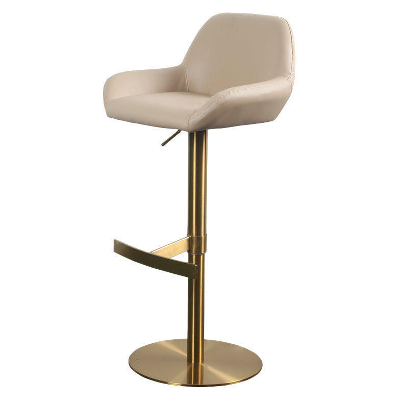 Glam Style Counter Stool Faux Leather Adjustable Height Bar Stool with Swivel Gold-Brown 1 Piece Clearhalo 'Bar Furniture' 'Bar Stools' 'bar_stools' 'furn' 'furn_bar_stools' 'Furniture' 'Kitchen & Dining Furniture' 6869976