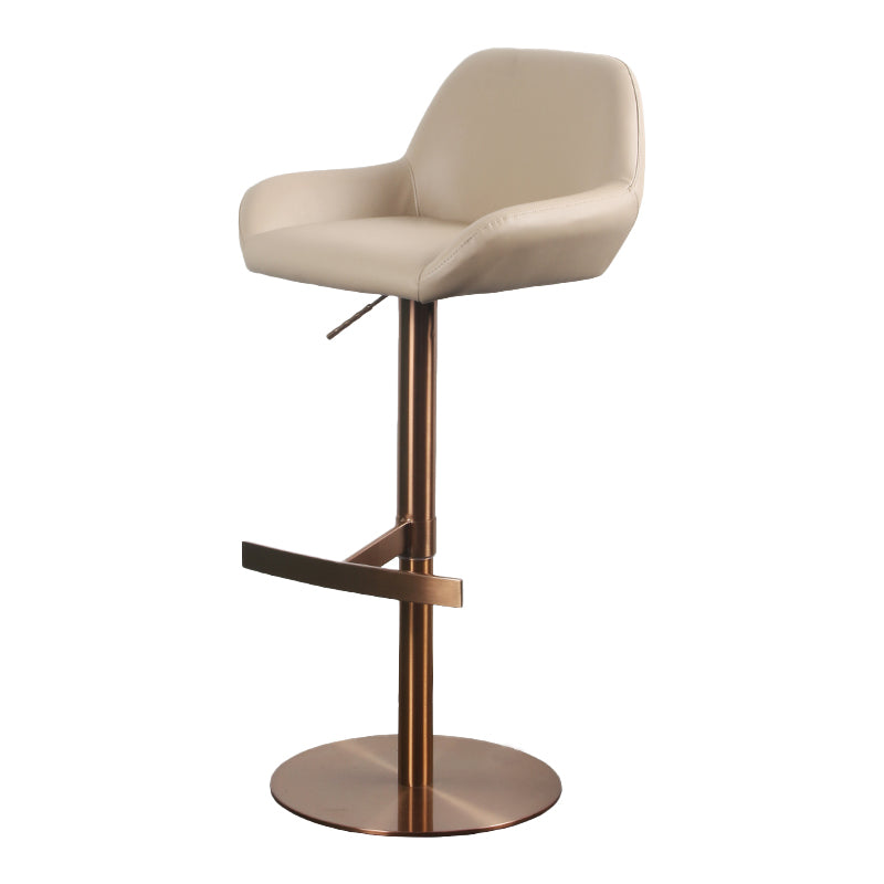 Glam Style Counter Stool Faux Leather Adjustable Height Bar Stool with Swivel Khaki 1 Piece Clearhalo 'Bar Furniture' 'Bar Stools' 'bar_stools' 'furn' 'furn_bar_stools' 'Furniture' 'Kitchen & Dining Furniture' 6869980