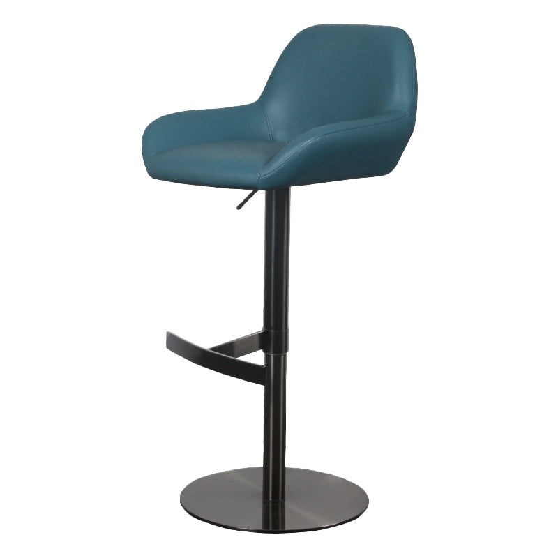 Glam Style Counter Stool Faux Leather Adjustable Height Bar Stool with Swivel Blue-Black 1 Piece Clearhalo 'Bar Furniture' 'Bar Stools' 'bar_stools' 'furn' 'furn_bar_stools' 'Furniture' 'Kitchen & Dining Furniture' 6869982