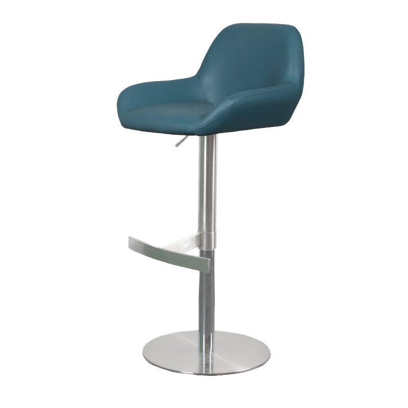 Glam Style Counter Stool Faux Leather Adjustable Height Bar Stool with Swivel Blue 1 Piece Clearhalo 'Bar Furniture' 'Bar Stools' 'bar_stools' 'furn' 'furn_bar_stools' 'Furniture' 'Kitchen & Dining Furniture' 6869984