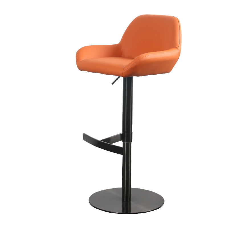 Glam Style Counter Stool Faux Leather Adjustable Height Bar Stool with Swivel Black-Orange 1 Piece Clearhalo 'Bar Furniture' 'Bar Stools' 'bar_stools' 'furn' 'furn_bar_stools' 'Furniture' 'Kitchen & Dining Furniture' 6869989