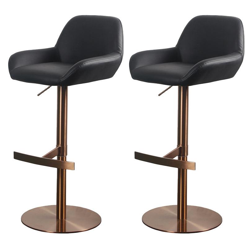Glam Style Counter Stool Faux Leather Adjustable Height Bar Stool with Swivel Gloss Black 2 Piece Set Clearhalo 'Bar Furniture' 'Bar Stools' 'bar_stools' 'furn' 'furn_bar_stools' 'Furniture' 'Kitchen & Dining Furniture' 6869990