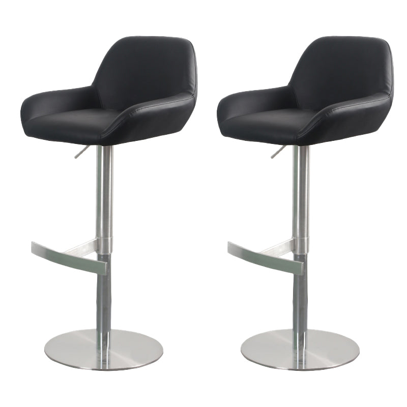 Glam Style Counter Stool Faux Leather Adjustable Height Bar Stool with Swivel Black 2 Piece Set Clearhalo 'Bar Furniture' 'Bar Stools' 'bar_stools' 'furn' 'furn_bar_stools' 'Furniture' 'Kitchen & Dining Furniture' 6869991