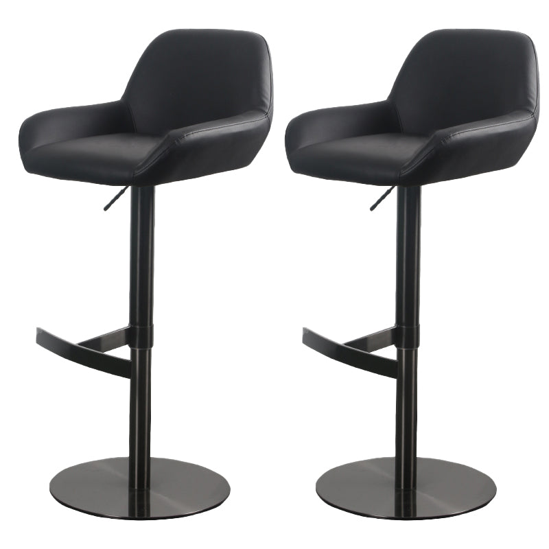Glam Style Counter Stool Faux Leather Adjustable Height Bar Stool with Swivel Matte Black 2 Piece Set Clearhalo 'Bar Furniture' 'Bar Stools' 'bar_stools' 'furn' 'furn_bar_stools' 'Furniture' 'Kitchen & Dining Furniture' 6869992