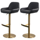 Glam Style Counter Stool Faux Leather Adjustable Height Bar Stool with Swivel Black-Gold 2 Piece Set Clearhalo 'Bar Furniture' 'Bar Stools' 'bar_stools' 'furn' 'furn_bar_stools' 'Furniture' 'Kitchen & Dining Furniture' 6869993