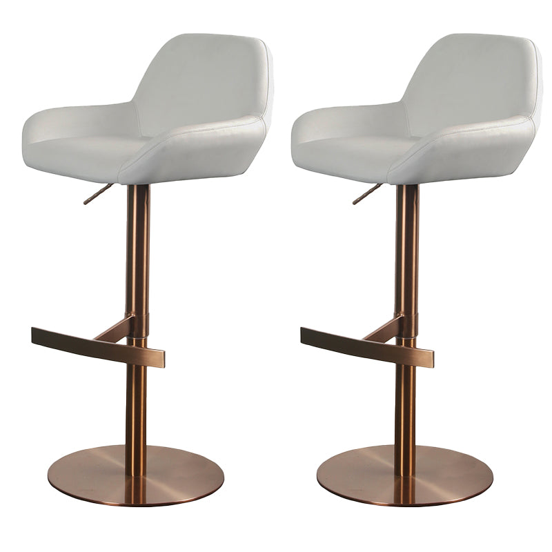 Glam Style Counter Stool Faux Leather Adjustable Height Bar Stool with Swivel Textured White 2 Piece Set Clearhalo 'Bar Furniture' 'Bar Stools' 'bar_stools' 'furn' 'furn_bar_stools' 'Furniture' 'Kitchen & Dining Furniture' 6869994