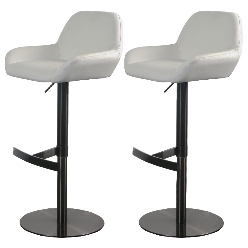 Glam Style Counter Stool Faux Leather Adjustable Height Bar Stool with Swivel Black White 2 Piece Set Clearhalo 'Bar Furniture' 'Bar Stools' 'bar_stools' 'furn' 'furn_bar_stools' 'Furniture' 'Kitchen & Dining Furniture' 6869996