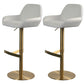Glam Style Counter Stool Faux Leather Adjustable Height Bar Stool with Swivel White-Gold 2 Piece Set Clearhalo 'Bar Furniture' 'Bar Stools' 'bar_stools' 'furn' 'furn_bar_stools' 'Furniture' 'Kitchen & Dining Furniture' 6869997