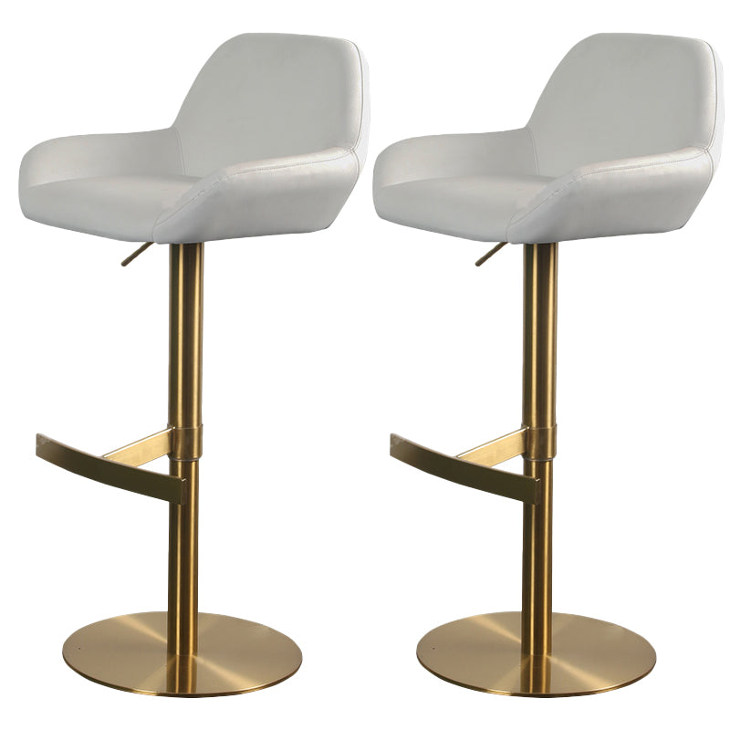 Glam Style Counter Stool Faux Leather Adjustable Height Bar Stool with Swivel White-Gold 2 Piece Set Clearhalo 'Bar Furniture' 'Bar Stools' 'bar_stools' 'furn' 'furn_bar_stools' 'Furniture' 'Kitchen & Dining Furniture' 6869997