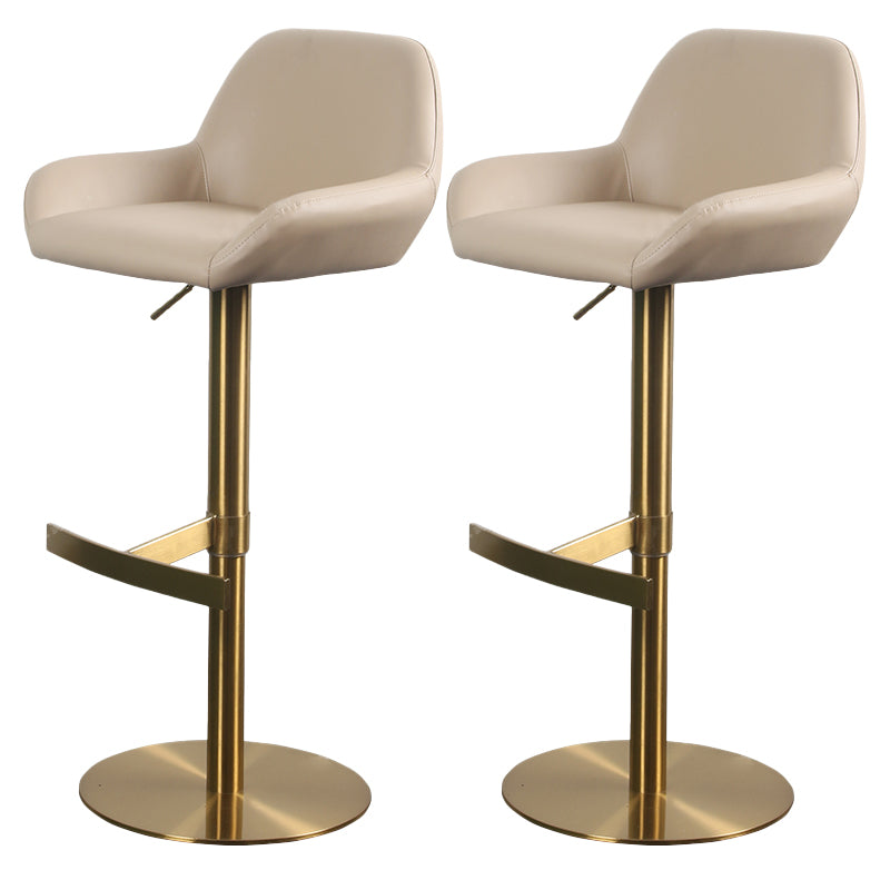 Glam Style Counter Stool Faux Leather Adjustable Height Bar Stool with Swivel Gold-Brown 2 Piece Set Clearhalo 'Bar Furniture' 'Bar Stools' 'bar_stools' 'furn' 'furn_bar_stools' 'Furniture' 'Kitchen & Dining Furniture' 6869998