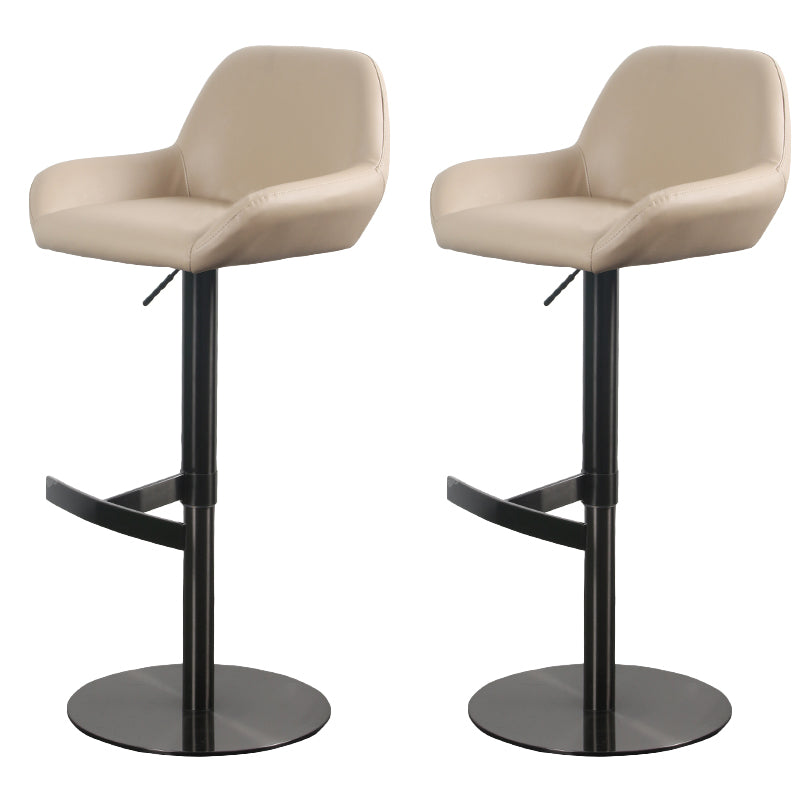 Glam Style Counter Stool Faux Leather Adjustable Height Bar Stool with Swivel Brown-Black 2 Piece Set Clearhalo 'Bar Furniture' 'Bar Stools' 'bar_stools' 'furn' 'furn_bar_stools' 'Furniture' 'Kitchen & Dining Furniture' 6869999