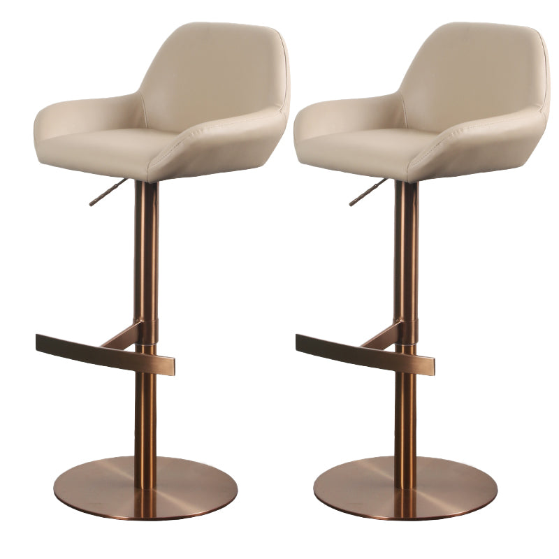 Glam Style Counter Stool Faux Leather Adjustable Height Bar Stool with Swivel Khaki 2 Piece Set Clearhalo 'Bar Furniture' 'Bar Stools' 'bar_stools' 'furn' 'furn_bar_stools' 'Furniture' 'Kitchen & Dining Furniture' 6870000