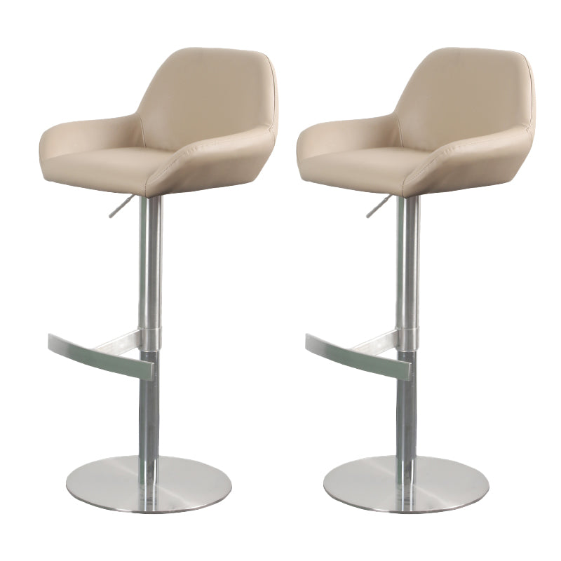 Glam Style Counter Stool Faux Leather Adjustable Height Bar Stool with Swivel Brown 2 Piece Set Clearhalo 'Bar Furniture' 'Bar Stools' 'bar_stools' 'furn' 'furn_bar_stools' 'Furniture' 'Kitchen & Dining Furniture' 6870001