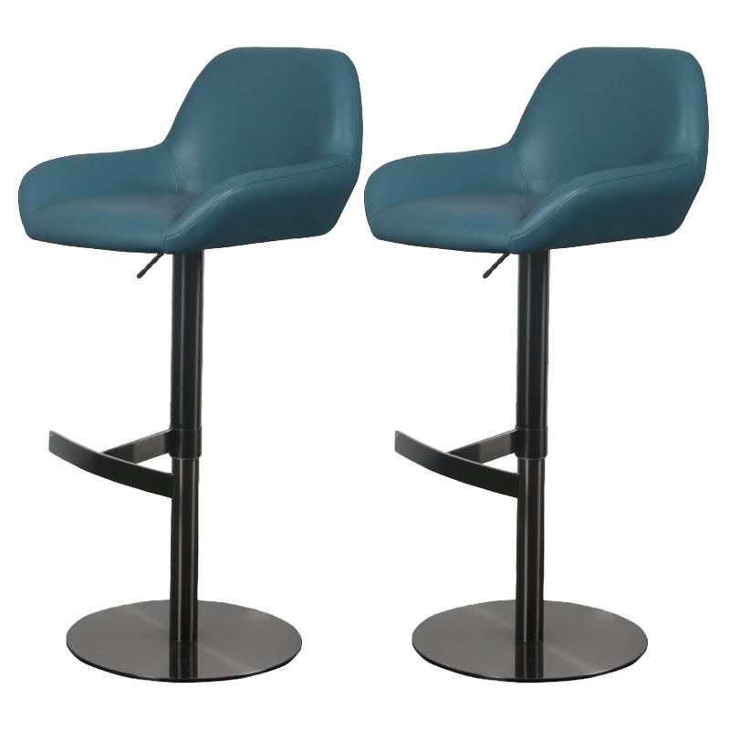 Glam Style Counter Stool Faux Leather Adjustable Height Bar Stool with Swivel Blue-Black 2 Piece Set Clearhalo 'Bar Furniture' 'Bar Stools' 'bar_stools' 'furn' 'furn_bar_stools' 'Furniture' 'Kitchen & Dining Furniture' 6870002