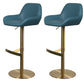 Glam Style Counter Stool Faux Leather Adjustable Height Bar Stool with Swivel Blue Gold 2 Piece Set Clearhalo 'Bar Furniture' 'Bar Stools' 'bar_stools' 'furn' 'furn_bar_stools' 'Furniture' 'Kitchen & Dining Furniture' 6870003