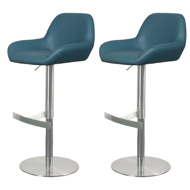 Glam Style Counter Stool Faux Leather Adjustable Height Bar Stool with Swivel Blue 2 Piece Set Clearhalo 'Bar Furniture' 'Bar Stools' 'bar_stools' 'furn' 'furn_bar_stools' 'Furniture' 'Kitchen & Dining Furniture' 6870004