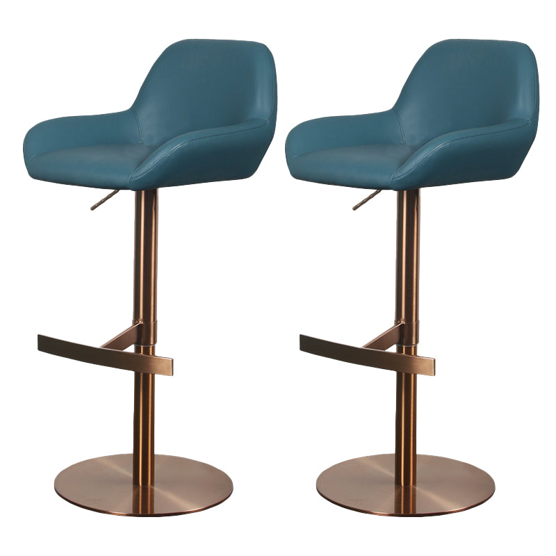 Glam Style Counter Stool Faux Leather Adjustable Height Bar Stool with Swivel Ocean Blue 2 Piece Set Clearhalo 'Bar Furniture' 'Bar Stools' 'bar_stools' 'furn' 'furn_bar_stools' 'Furniture' 'Kitchen & Dining Furniture' 6870005